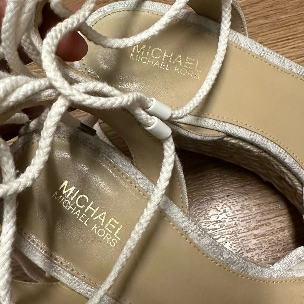 MICHAEL KORS Wedge Monogram Platform Sandals Espadrilles